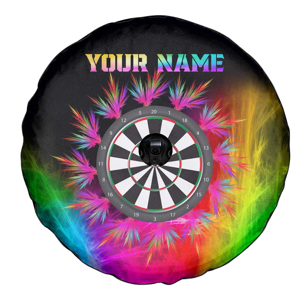 Personalized Colorful Neon Darts Spare Tire Cover with Bold Abstract Background TS04