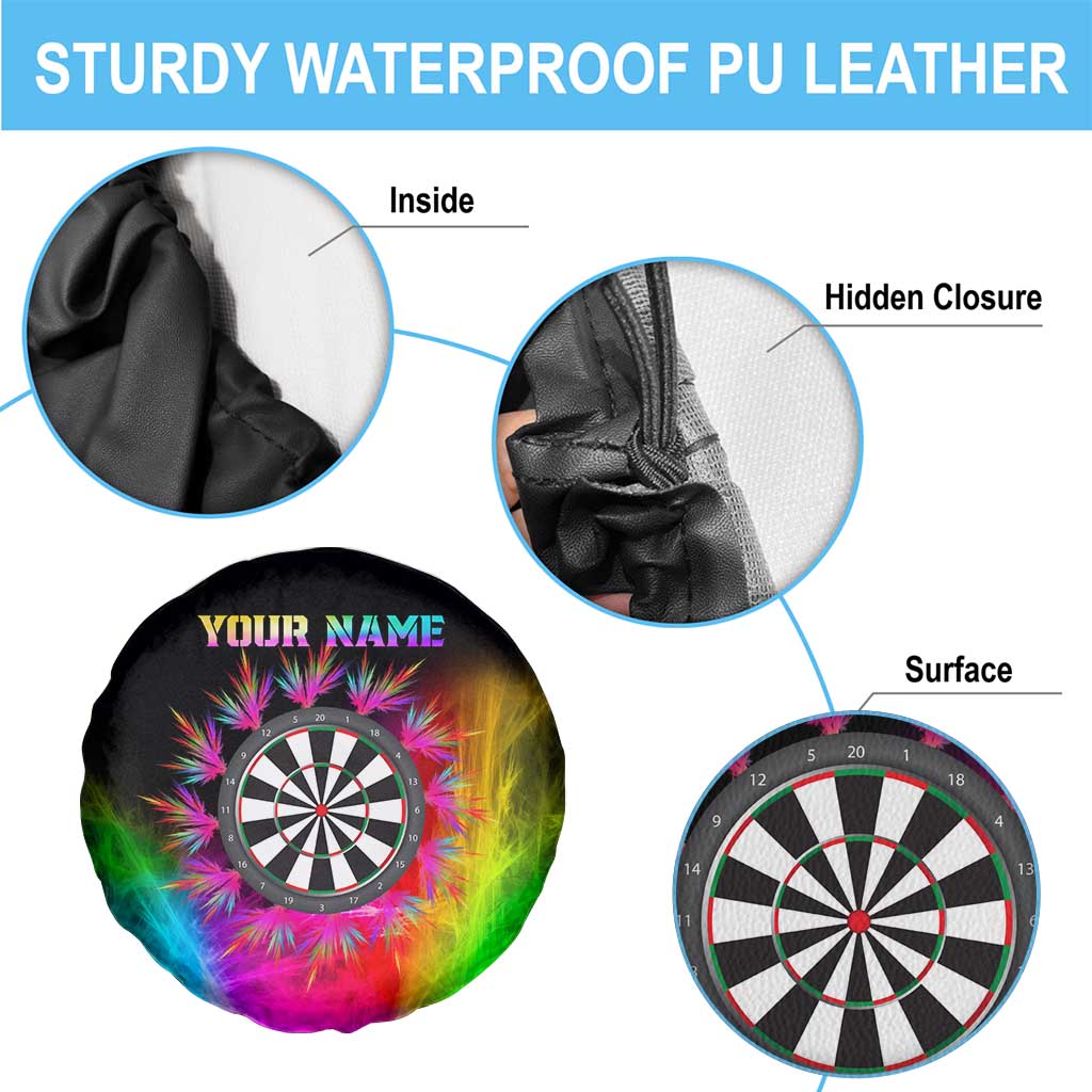 Personalized Colorful Neon Darts Spare Tire Cover with Bold Abstract Background TS04