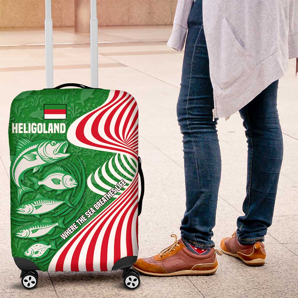Germany Heligoland Luggage Cover with Fish Illustration and Red Green Wave TS04
