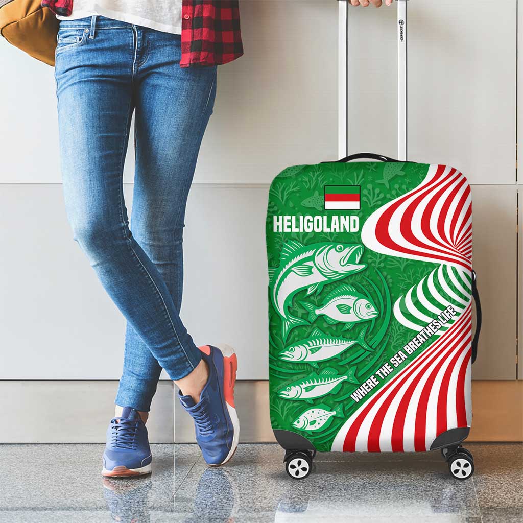 Germany Heligoland Luggage Cover with Fish Illustration and Red Green Wave TS04