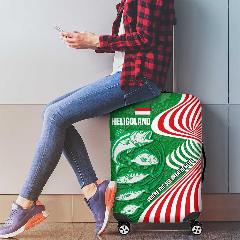 Germany Heligoland Luggage Cover with Fish Illustration and Red Green Wave TS04