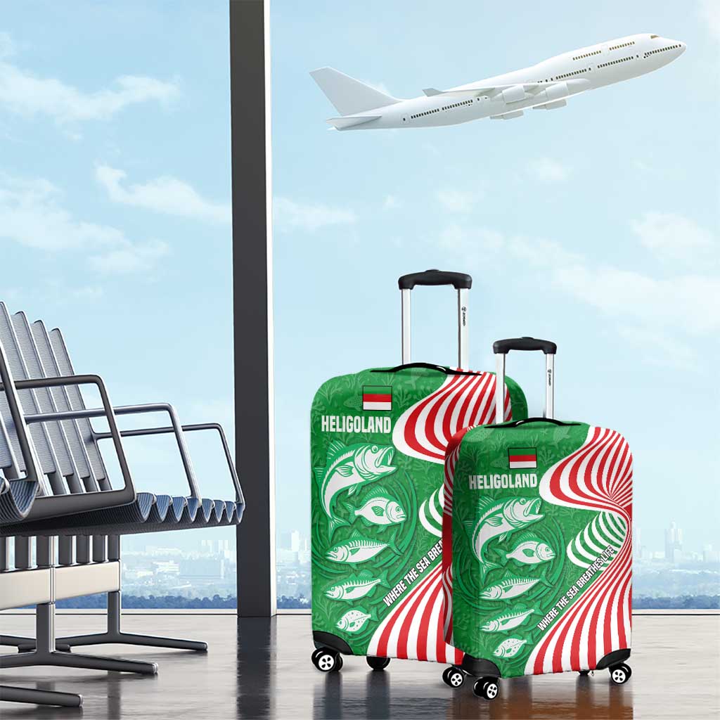Germany Heligoland Luggage Cover with Fish Illustration and Red Green Wave TS04