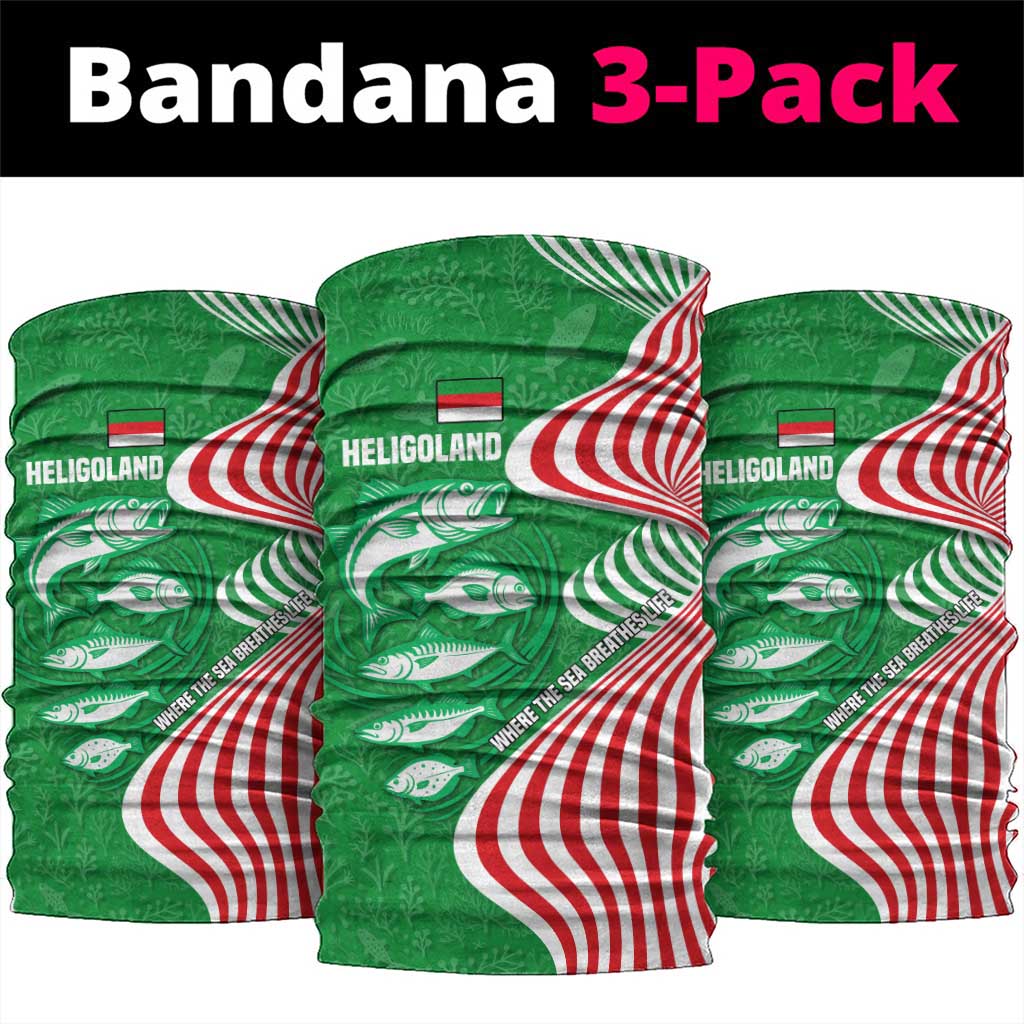 Germany Heligoland Neck Gaiter with Fish Illustration and Red Green Wave TS04