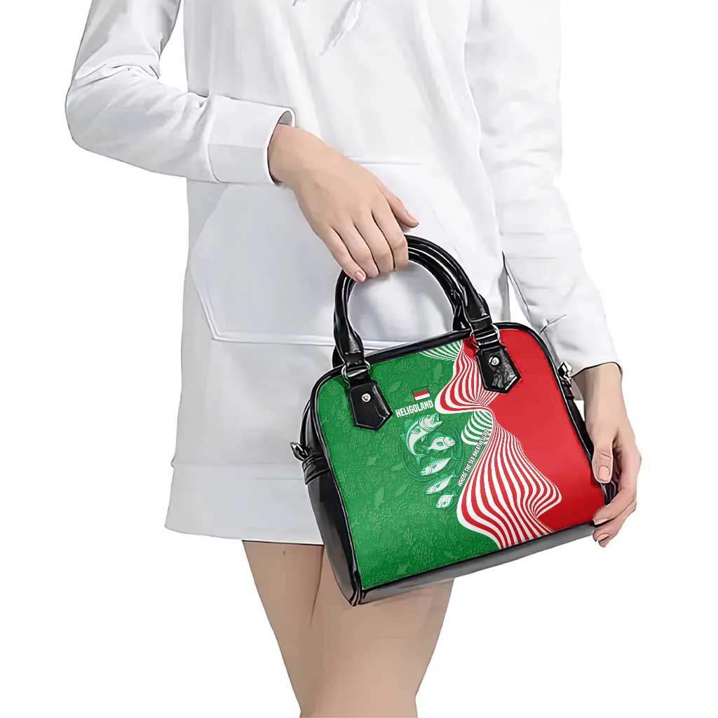 Germany Heligoland Shoulder Handbag with Fish Illustration and Red Green Wave TS04