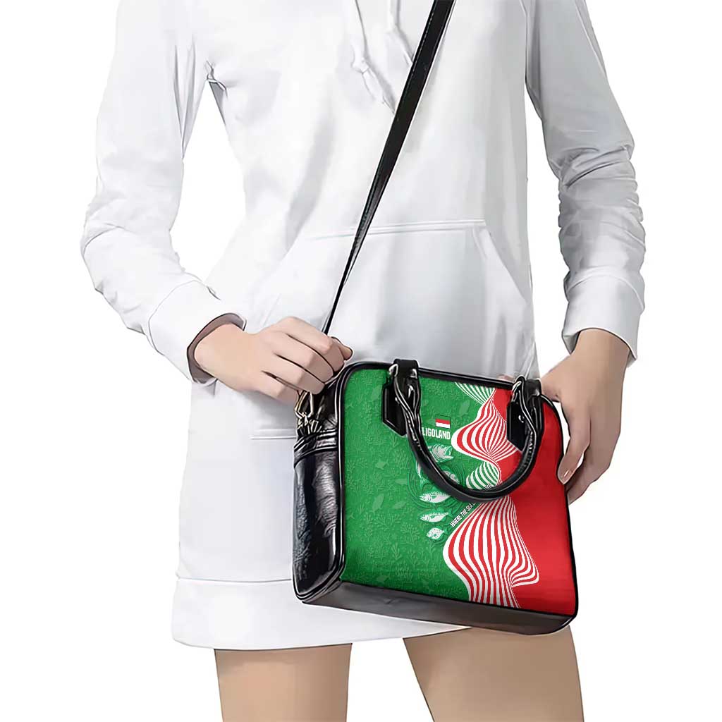 Germany Heligoland Shoulder Handbag with Fish Illustration and Red Green Wave TS04