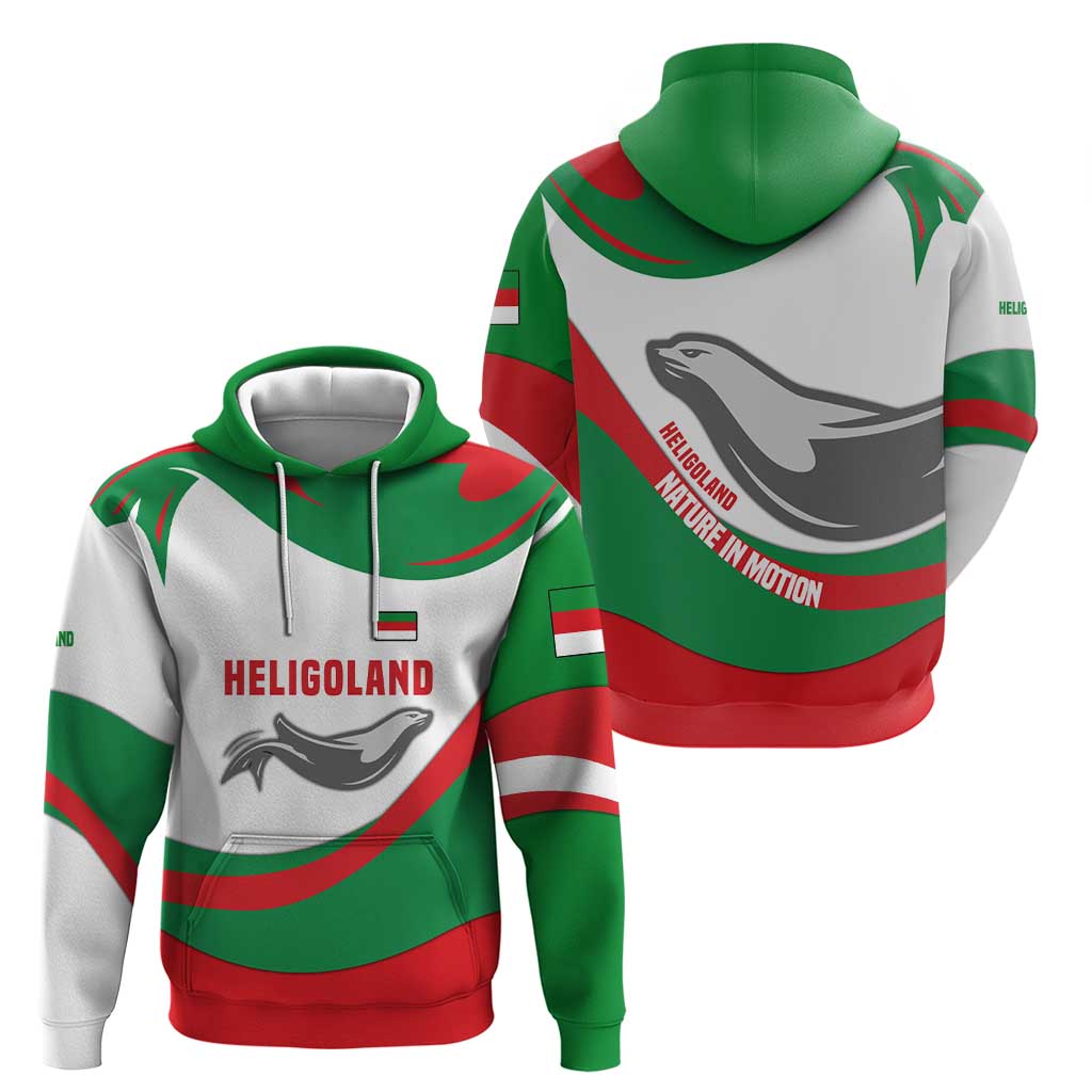 Germany Heligoland Hoodie with Seal Graphic and Red Green Wave Nature TS04