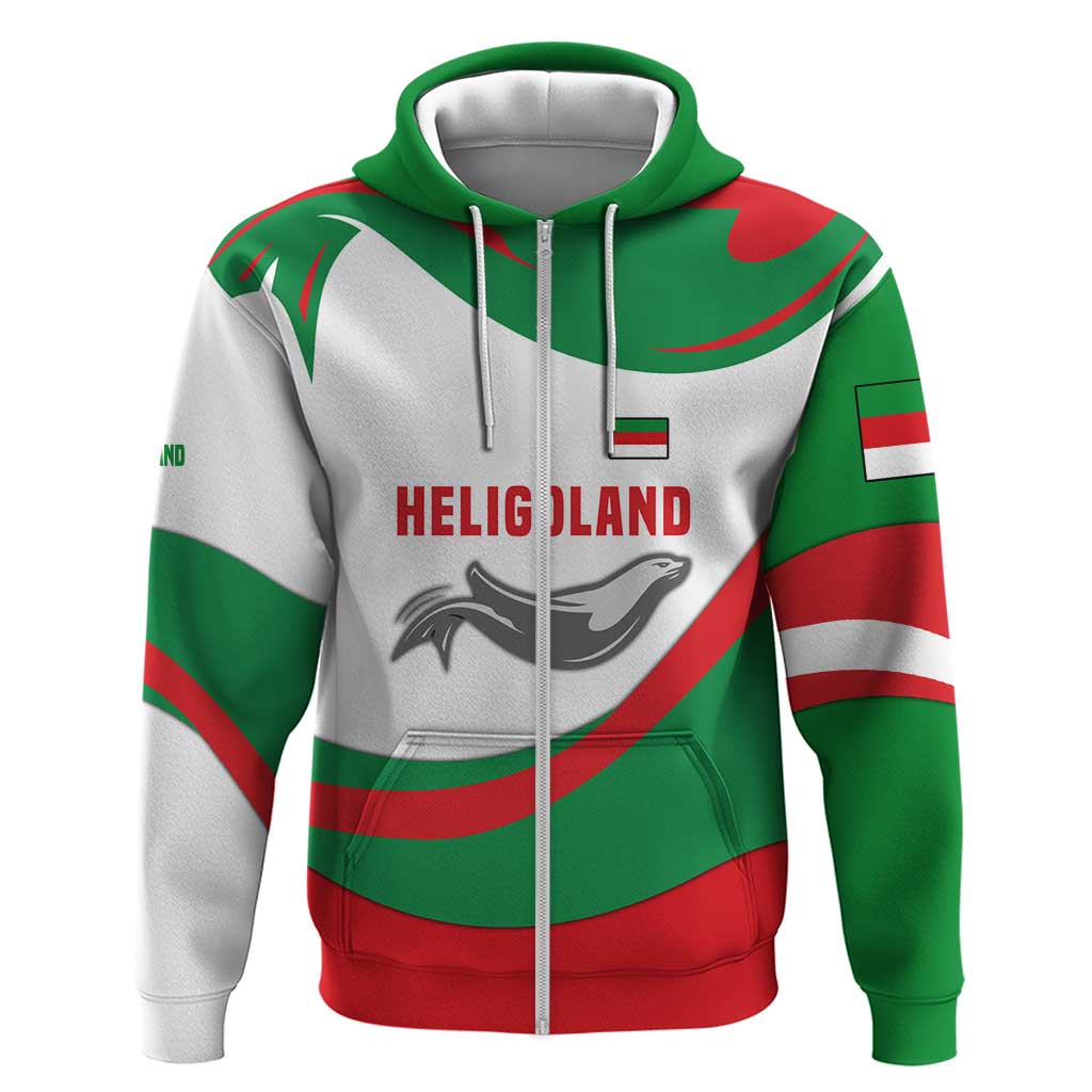 Germany Heligoland Hoodie with Seal Graphic and Red Green Wave Nature TS04