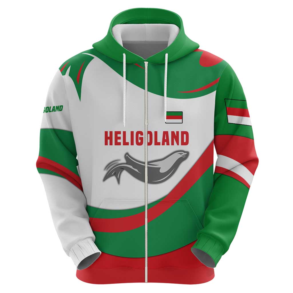 Germany Heligoland Hoodie with Seal Graphic and Red Green Wave Nature TS04