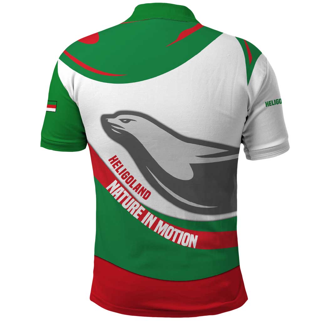 Germany Heligoland Polo Shirt with Seal Graphic and Red Green Wave Nature TS04