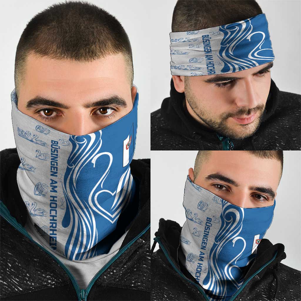 Busingen am Hochrhein Germany Neck Gaiter with Swan Pattern and Blue White Heart Design TS04