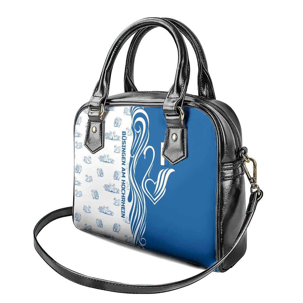 Busingen am Hochrhein Germany Shoulder Handbag with Swan Pattern and Blue White Heart Design TS04