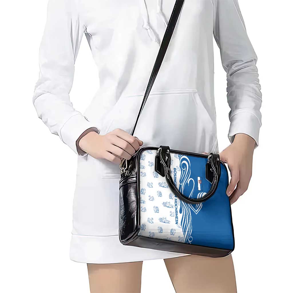 Busingen am Hochrhein Germany Shoulder Handbag with Swan Pattern and Blue White Heart Design TS04