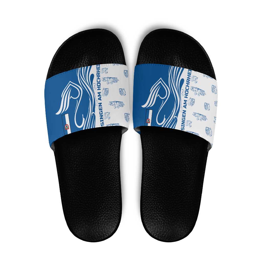 Busingen am Hochrhein Germany Slide Sandals with Swan Pattern and Blue White Heart Design TS04