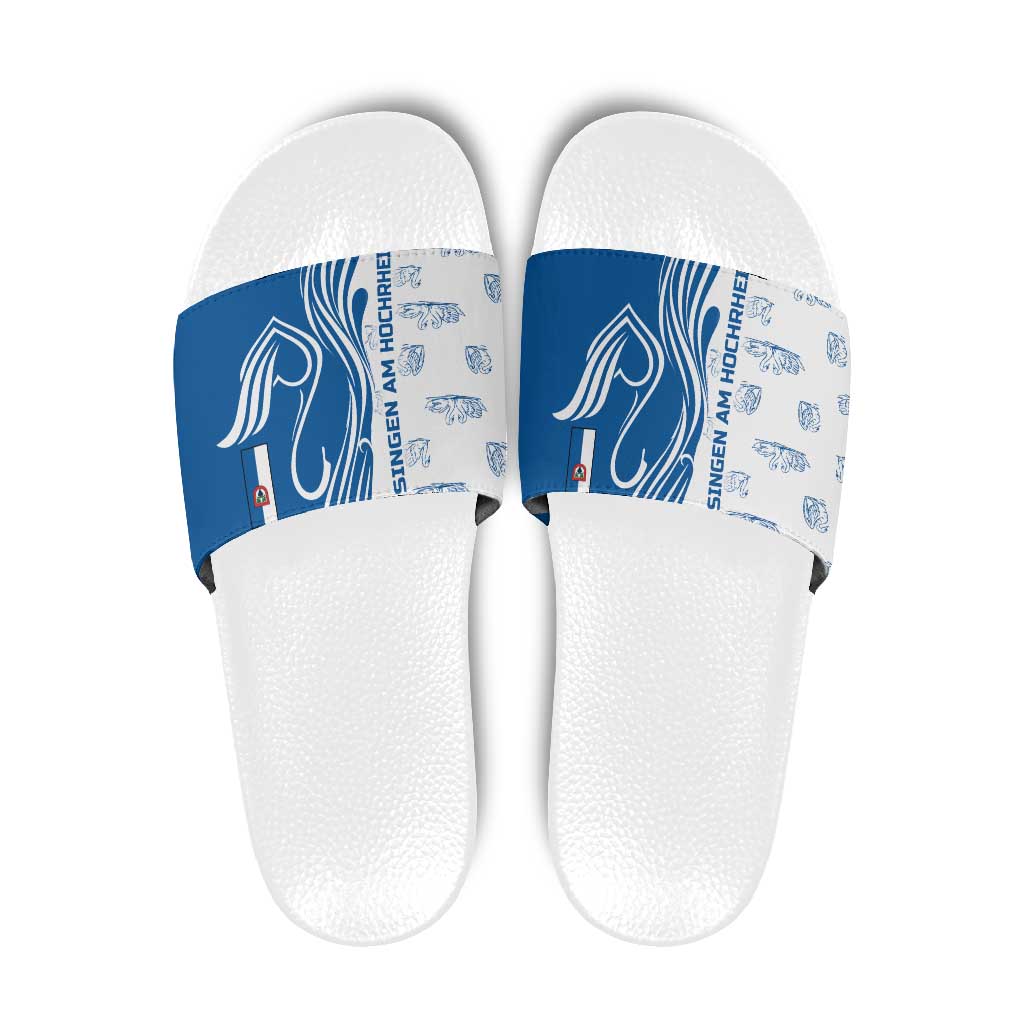 Busingen am Hochrhein Germany Slide Sandals with Swan Pattern and Blue White Heart Design TS04