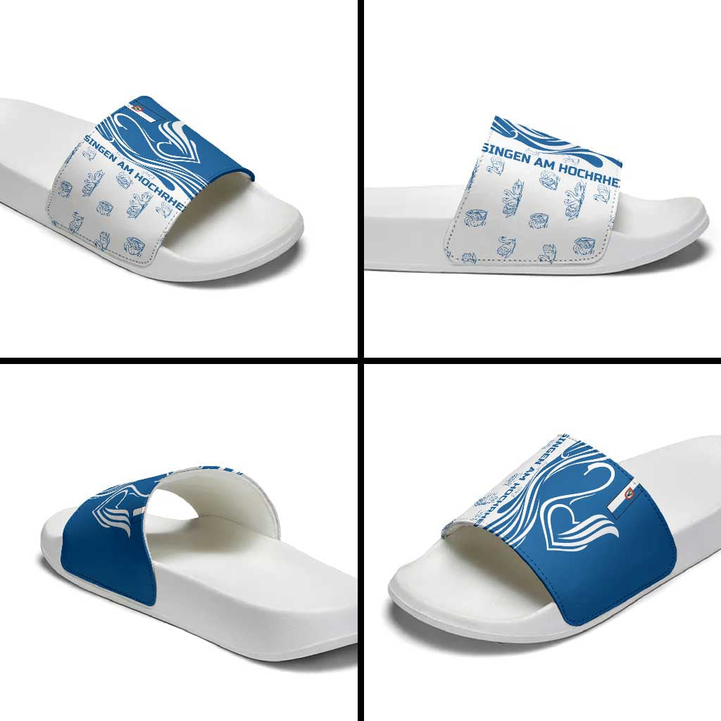 Busingen am Hochrhein Germany Slide Sandals with Swan Pattern and Blue White Heart Design TS04