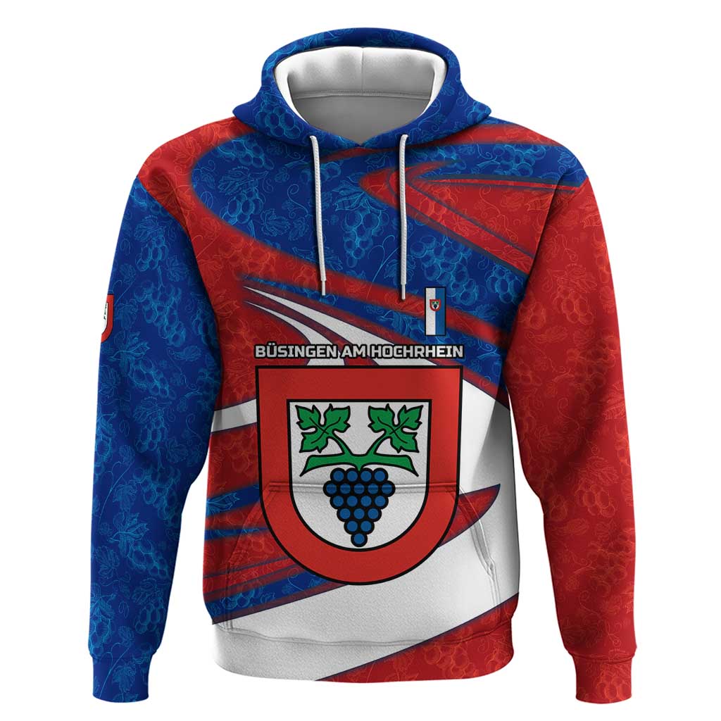 Busingen am Hochrhein Germany Hoodie with Grape Crest Design and Red Blue Wine Theme TS04