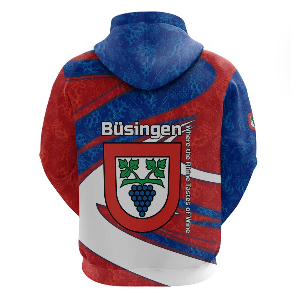 Busingen am Hochrhein Germany Hoodie with Grape Crest Design and Red Blue Wine Theme TS04