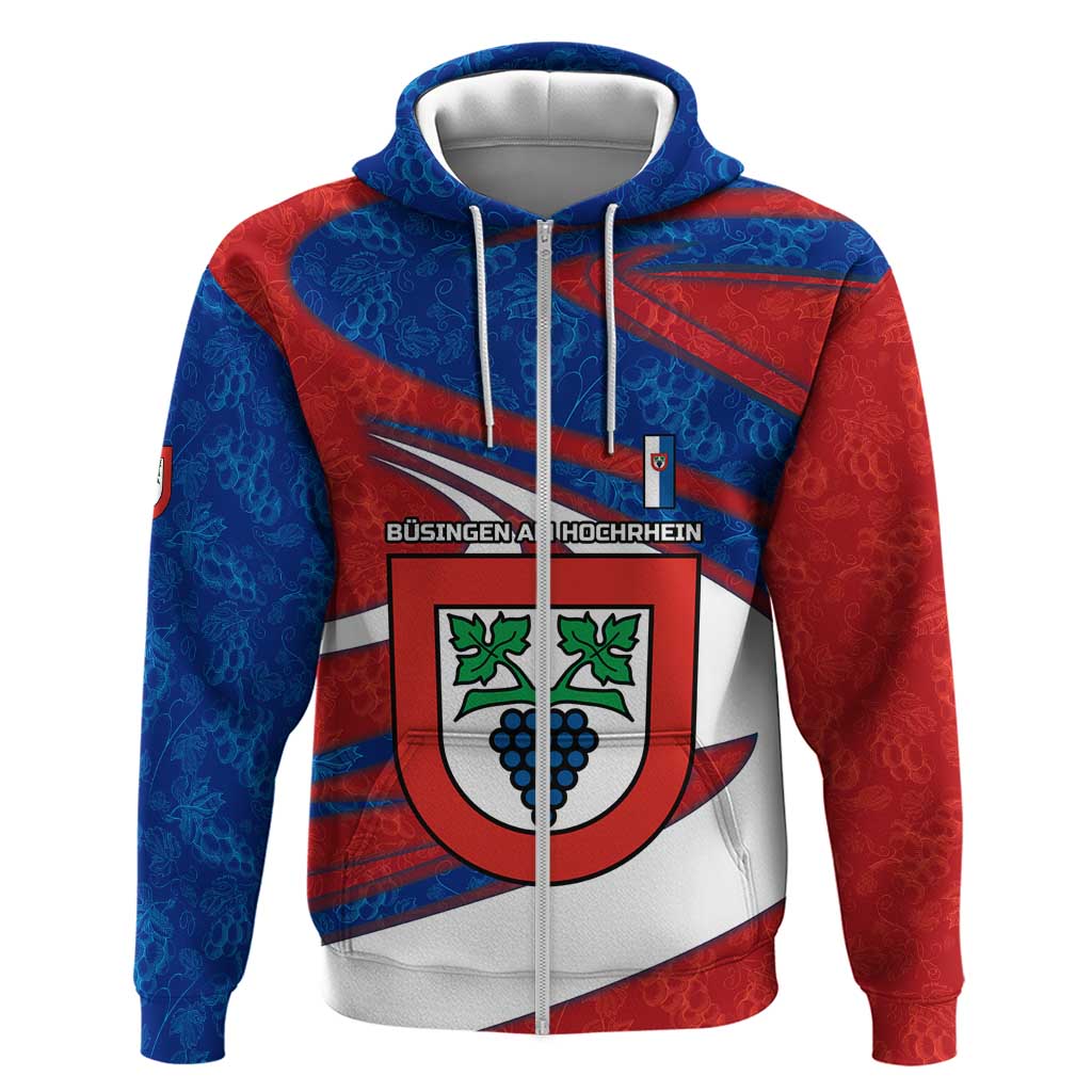 Busingen am Hochrhein Germany Hoodie with Grape Crest Design and Red Blue Wine Theme TS04