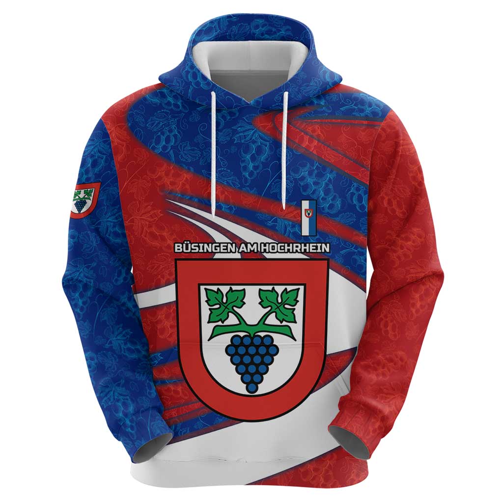 Busingen am Hochrhein Germany Hoodie with Grape Crest Design and Red Blue Wine Theme TS04