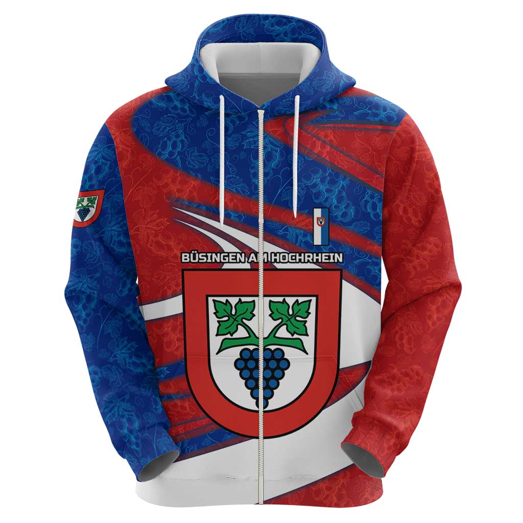 Busingen am Hochrhein Germany Hoodie with Grape Crest Design and Red Blue Wine Theme TS04