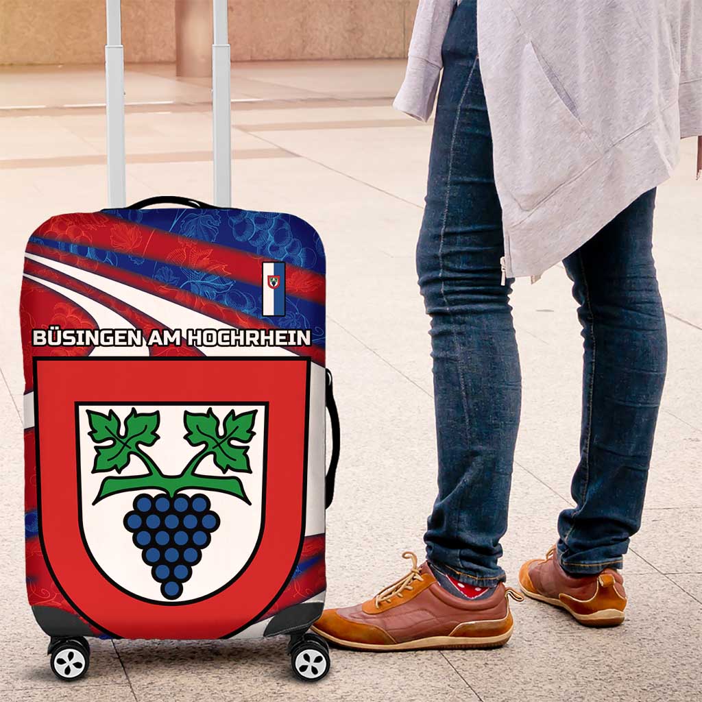 Busingen am Hochrhein Germany Luggage Cover with Grape Crest Design and Red Blue Wine Theme TS04