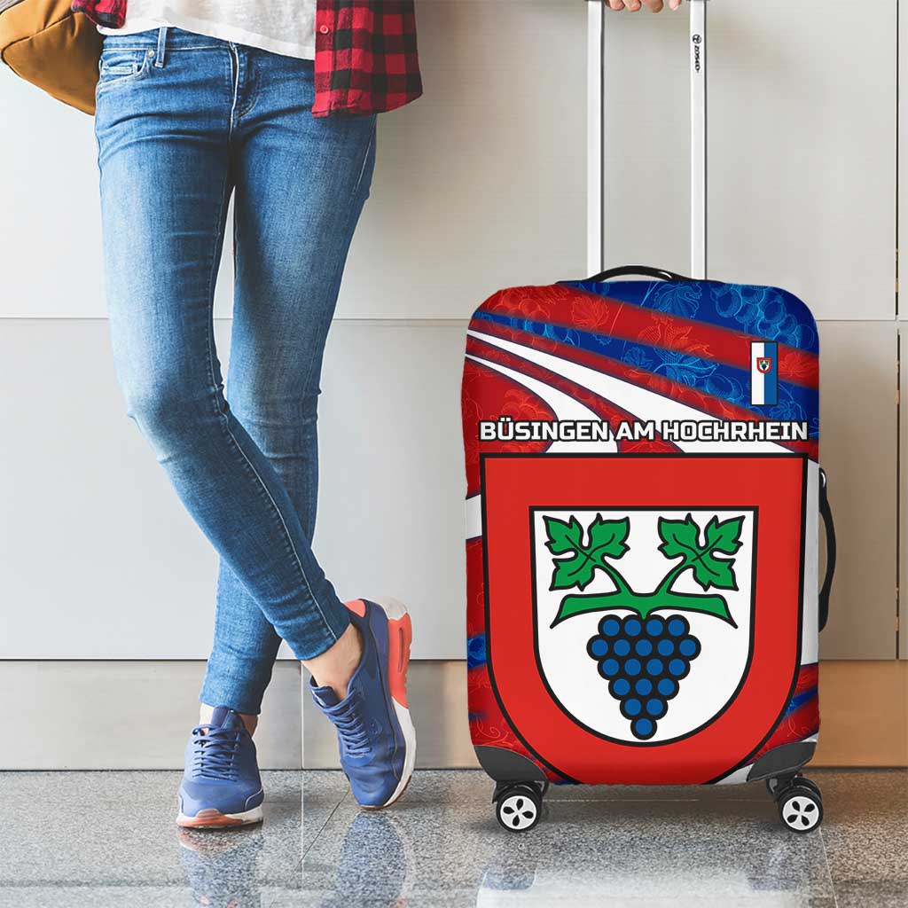Busingen am Hochrhein Germany Luggage Cover with Grape Crest Design and Red Blue Wine Theme TS04