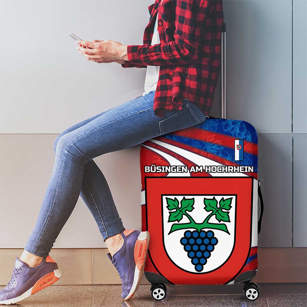 Busingen am Hochrhein Germany Luggage Cover with Grape Crest Design and Red Blue Wine Theme TS04