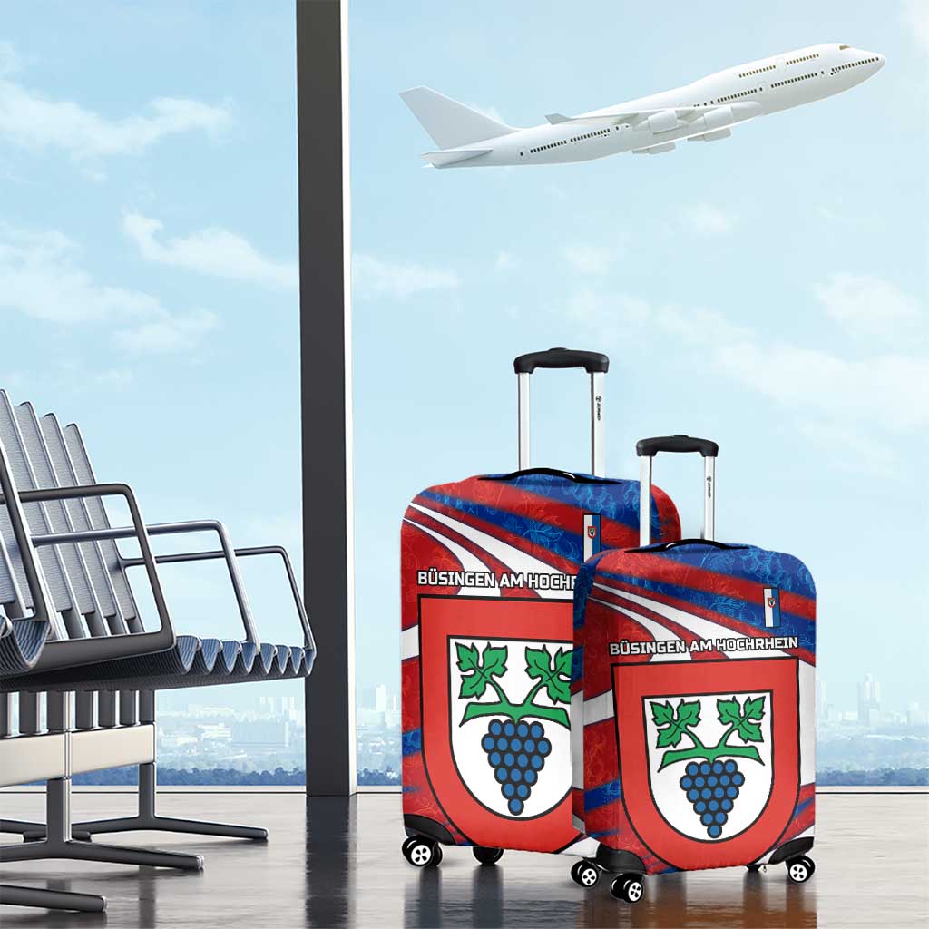 Busingen am Hochrhein Germany Luggage Cover with Grape Crest Design and Red Blue Wine Theme TS04