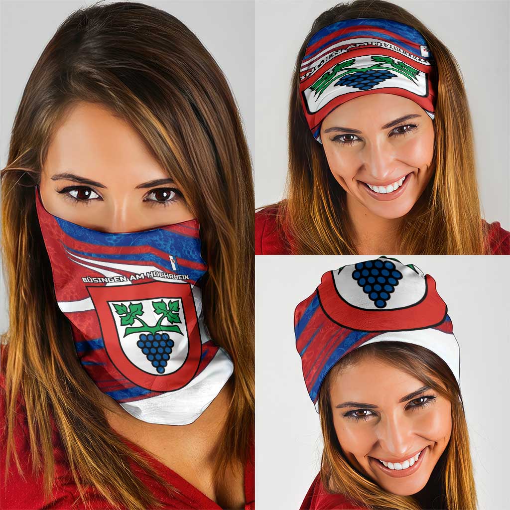 Busingen am Hochrhein Germany Neck Gaiter with Grape Crest Design and Red Blue Wine Theme TS04