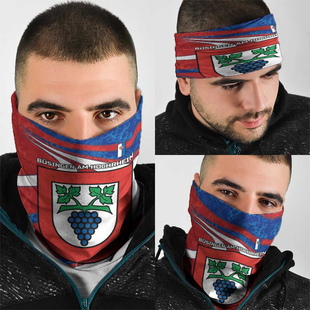 Busingen am Hochrhein Germany Neck Gaiter with Grape Crest Design and Red Blue Wine Theme TS04