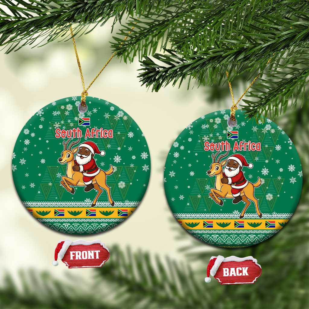 South Africa Christmas Ceramic Ornament Santa Reindeer and Africa Map TS04
