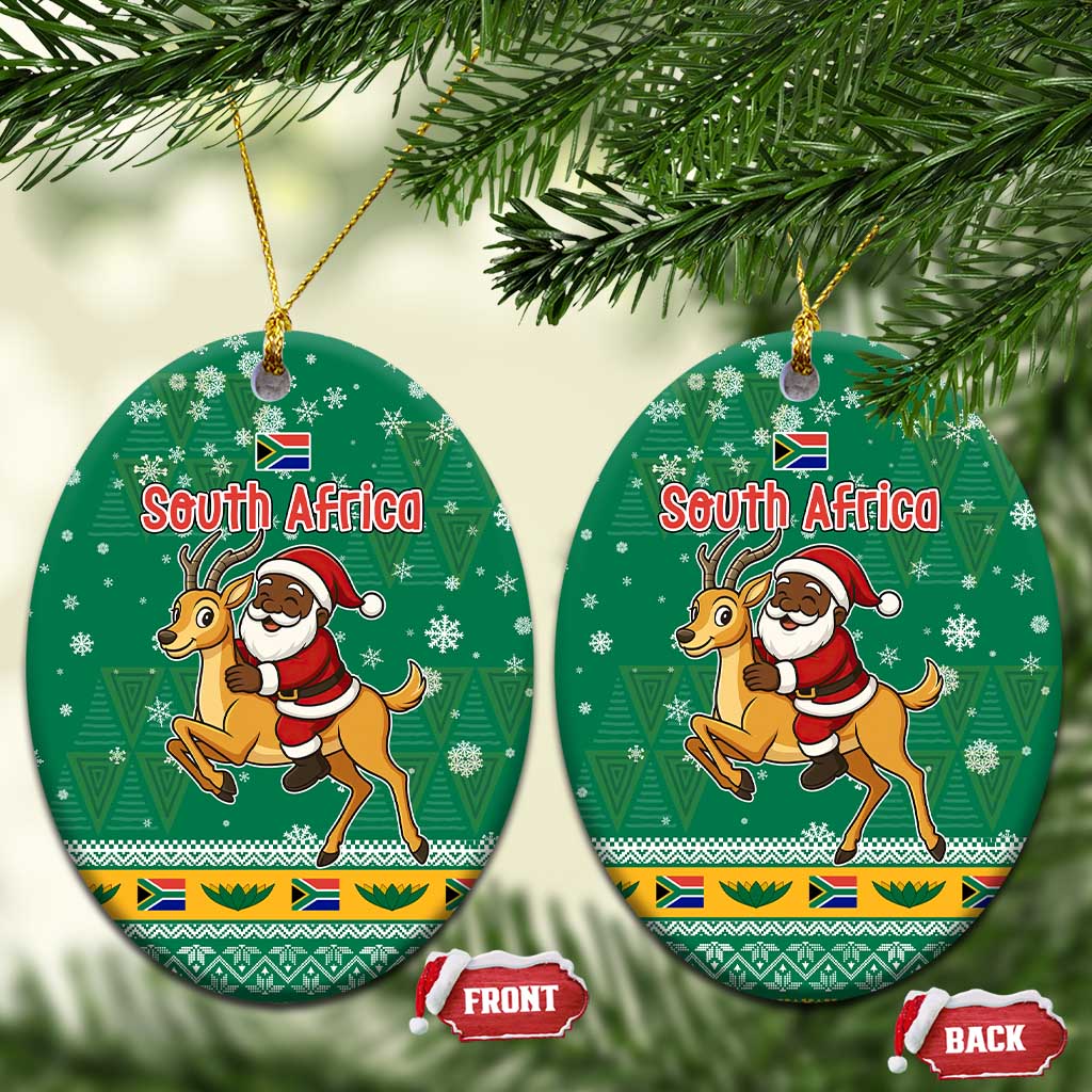 South Africa Christmas Ceramic Ornament Santa Reindeer and Africa Map TS04