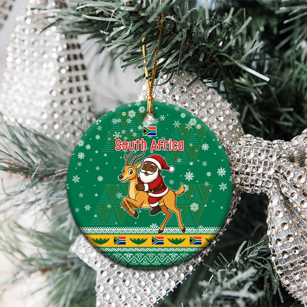 South Africa Christmas Ceramic Ornament Santa Reindeer and Africa Map TS04