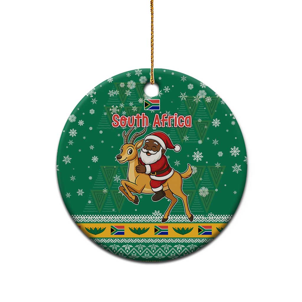 South Africa Christmas Ceramic Ornament Santa Reindeer and Africa Map TS04
