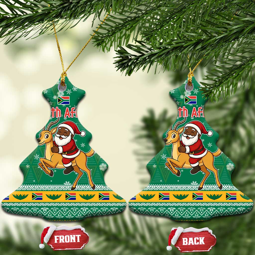 South Africa Christmas Ceramic Ornament Santa Reindeer and Africa Map TS04
