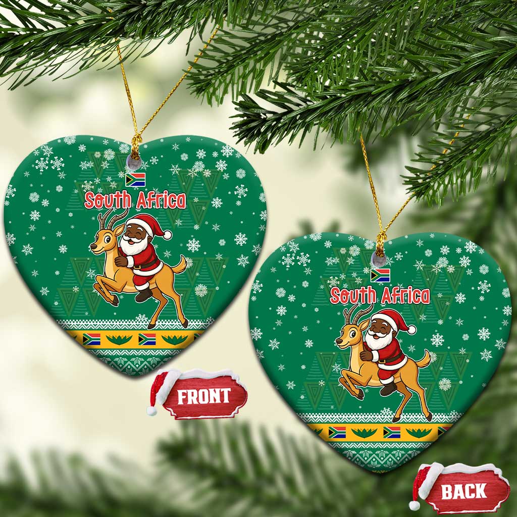 South Africa Christmas Ceramic Ornament Santa Reindeer and Africa Map TS04