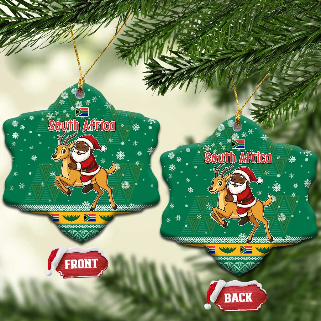 South Africa Christmas Ceramic Ornament Santa Reindeer and Africa Map TS04