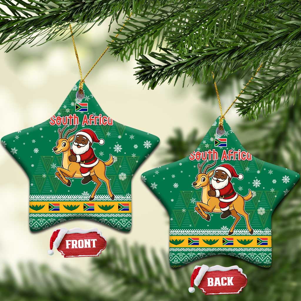 South Africa Christmas Ceramic Ornament Santa Reindeer and Africa Map TS04