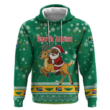 South Africa Christmas Hoodie Santa Reindeer and Africa Map TS04
