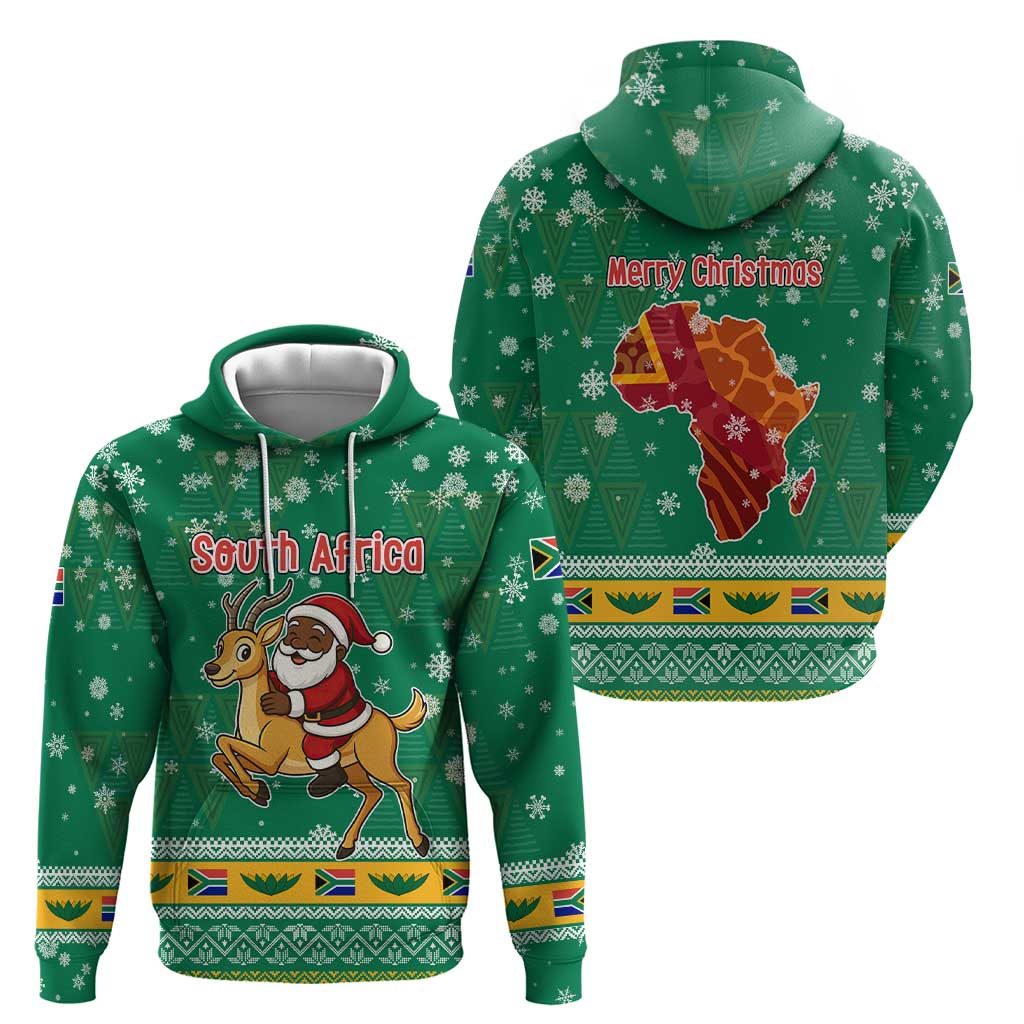 South Africa Christmas Hoodie Santa Reindeer and Africa Map TS04