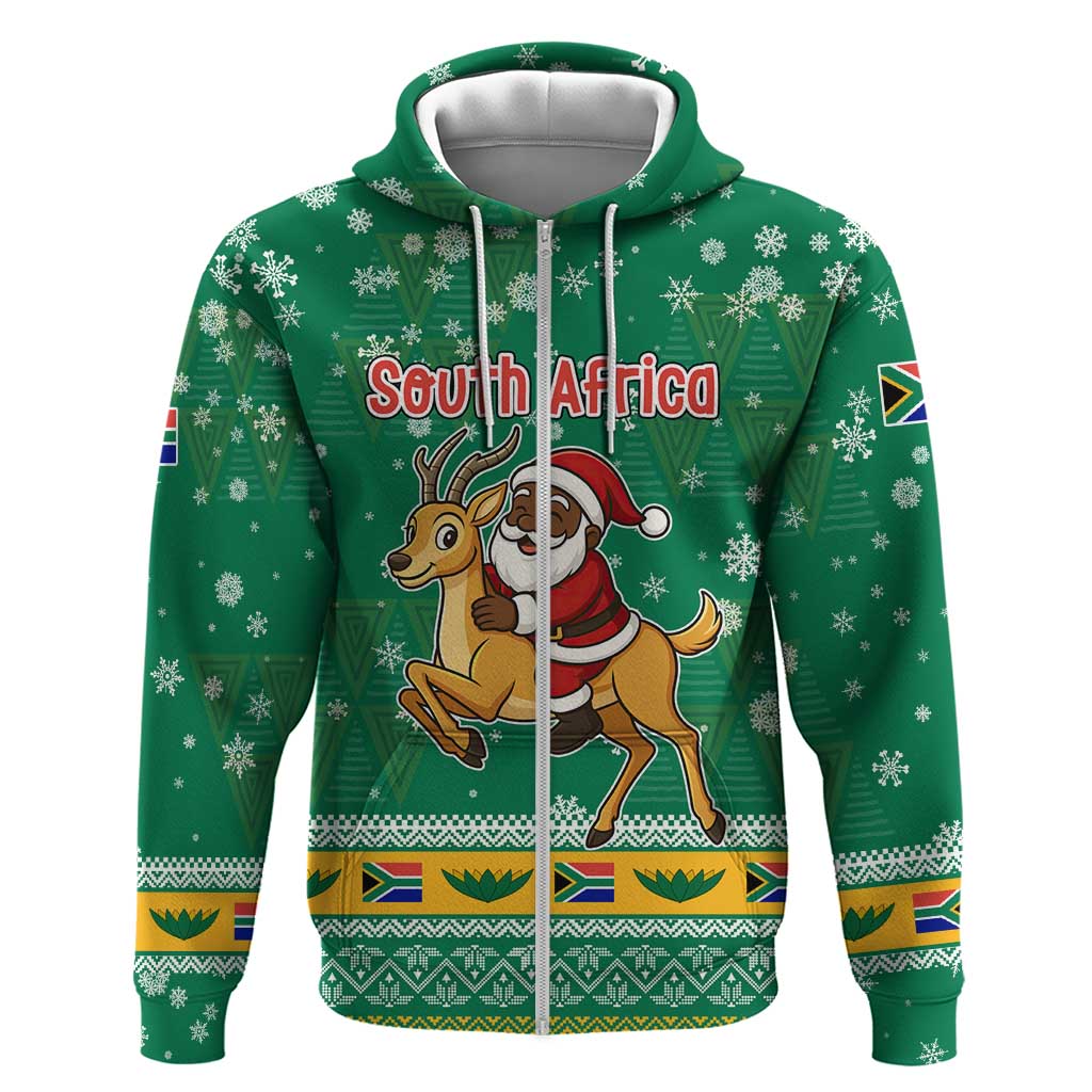 South Africa Christmas Hoodie Santa Reindeer and Africa Map TS04