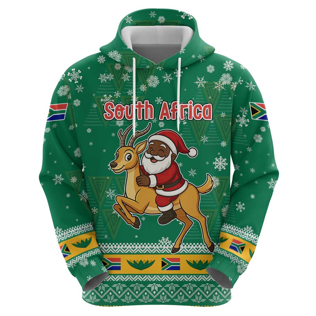 South Africa Christmas Hoodie Santa Reindeer and Africa Map TS04