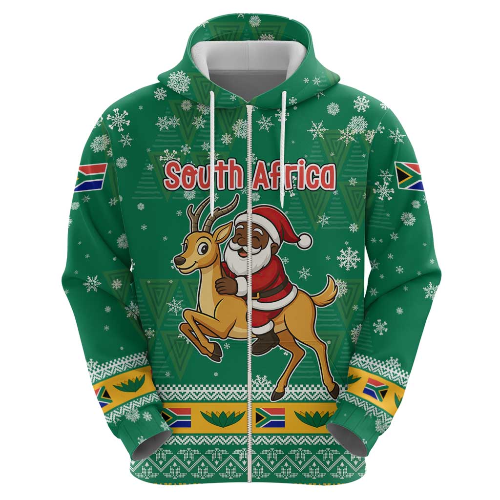 South Africa Christmas Hoodie Santa Reindeer and Africa Map TS04