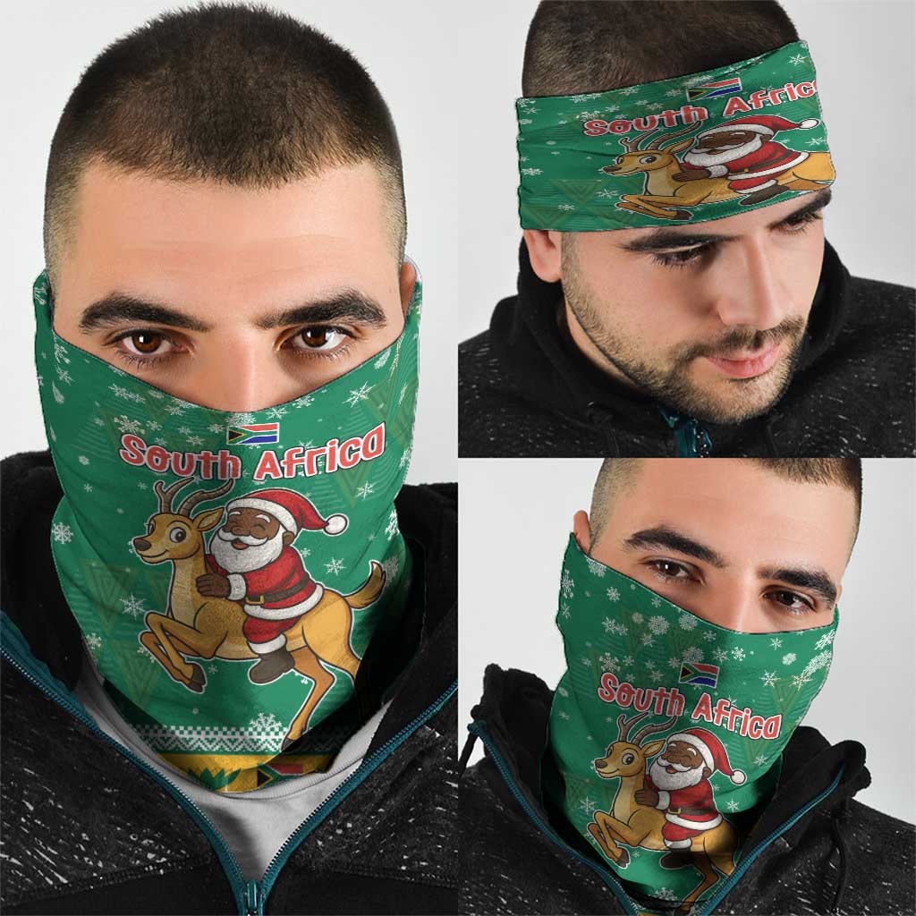 South Africa Christmas Neck Gaiter Santa Reindeer and Africa Map TS04