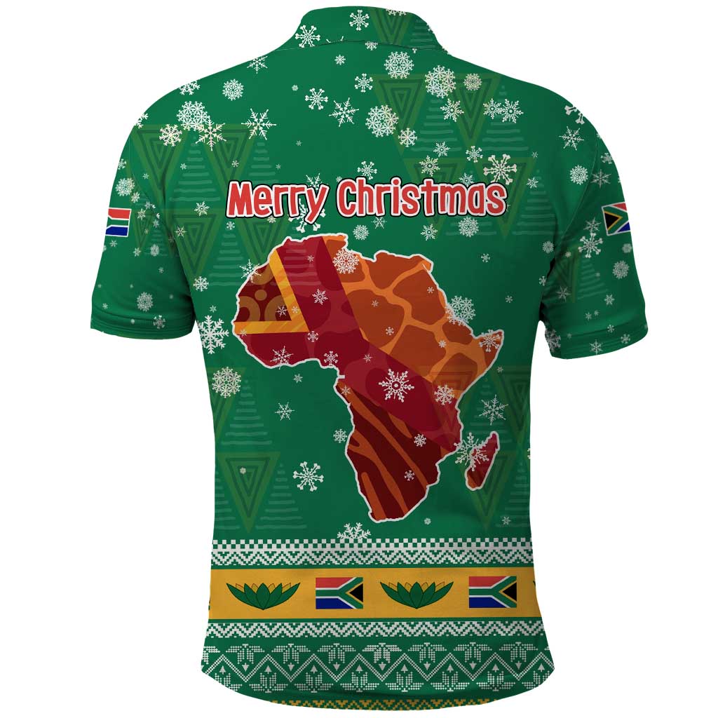 South Africa Christmas Polo Shirt Santa Reindeer and Africa Map TS04
