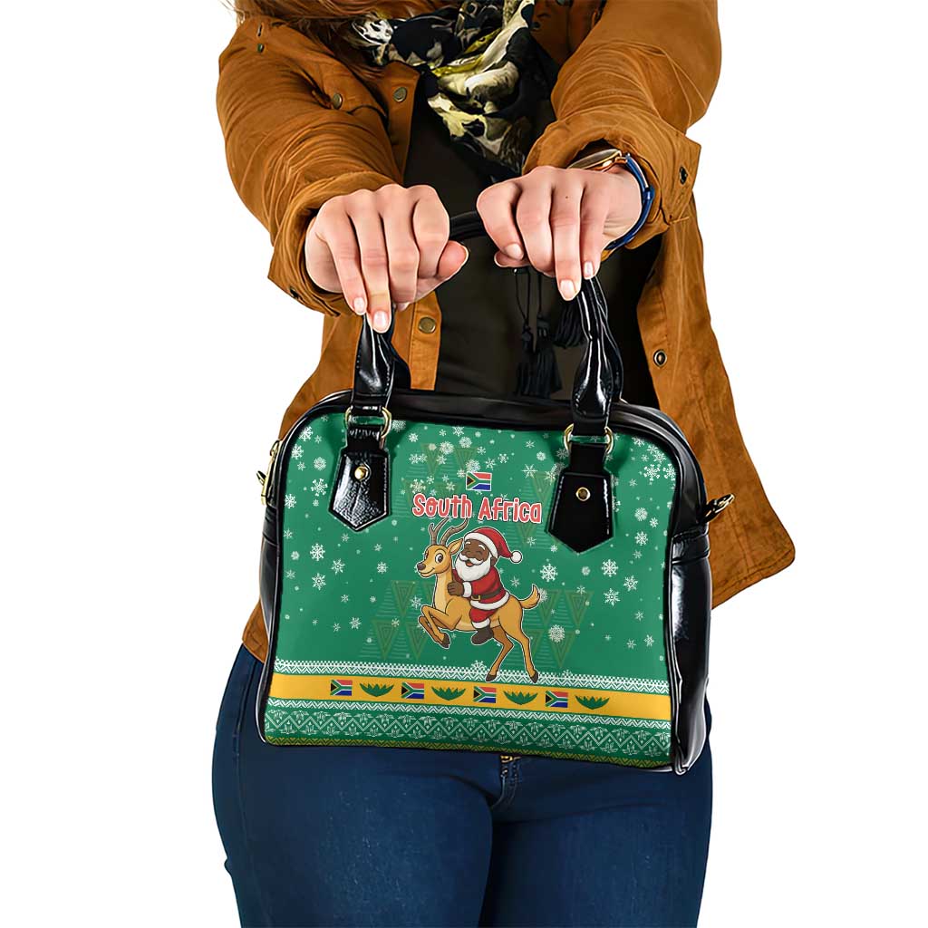 South Africa Christmas Shoulder Handbag Santa Reindeer and Africa Map TS04