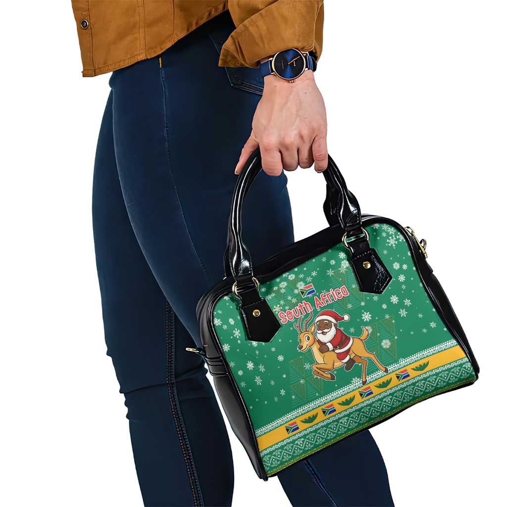 South Africa Christmas Shoulder Handbag Santa Reindeer and Africa Map TS04