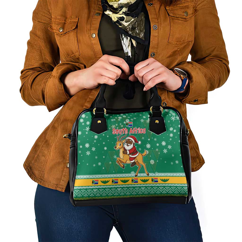 South Africa Christmas Shoulder Handbag Santa Reindeer and Africa Map TS04