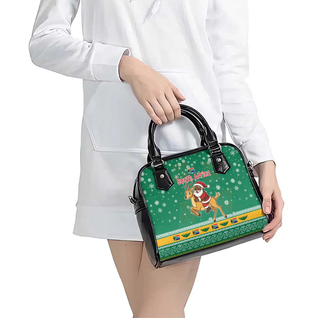 South Africa Christmas Shoulder Handbag Santa Reindeer and Africa Map TS04