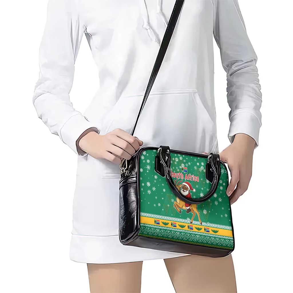 South Africa Christmas Shoulder Handbag Santa Reindeer and Africa Map TS04